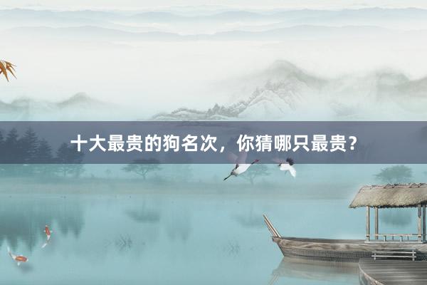 十大最贵的狗名次，你猜哪只最贵？